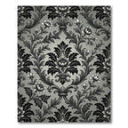 Ornate Black Silver Floral Scroll Rug