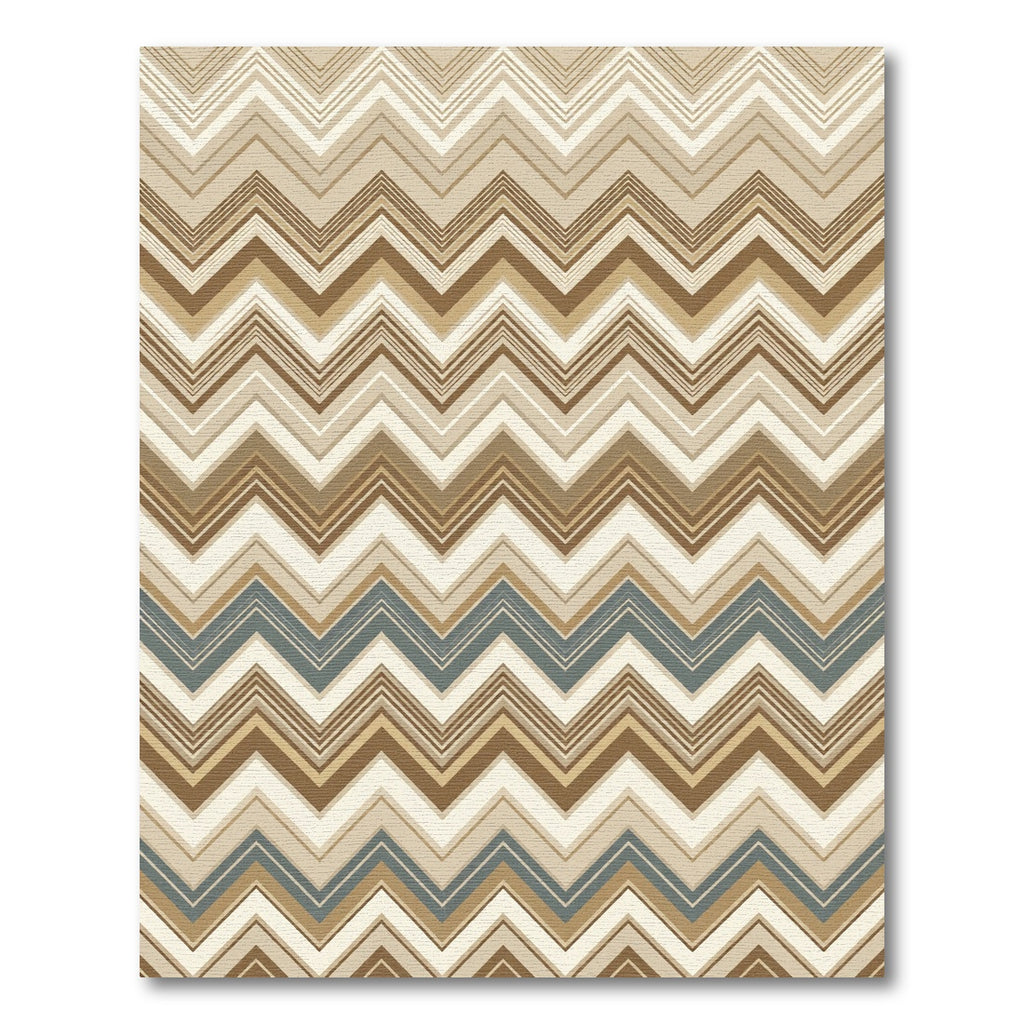 Earthy Chevron Zigzag Brown Blue Rug