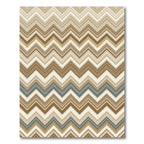 Earthy Chevron Zigzag Brown Blue Rug