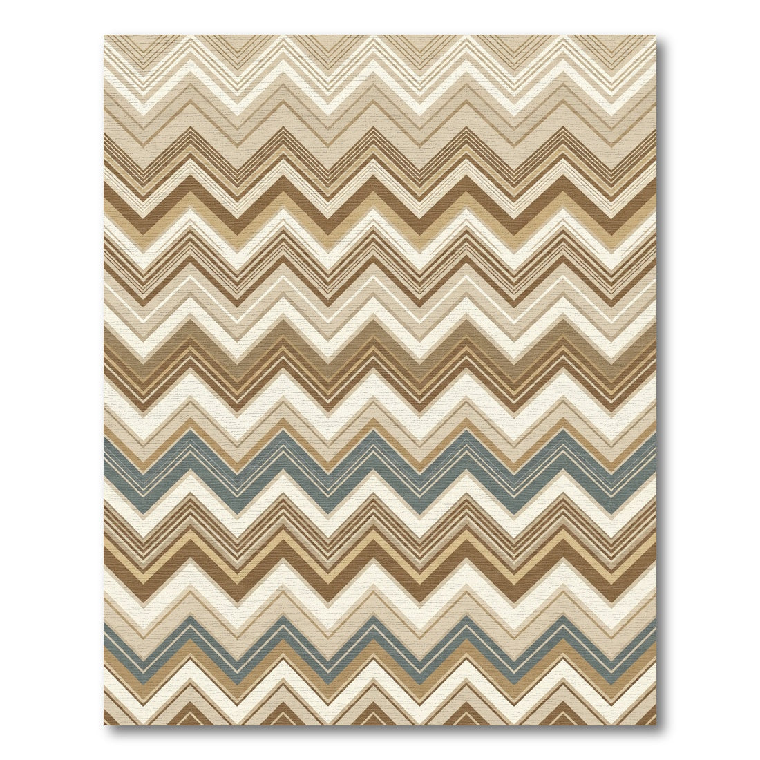 Earthy Chevron Zigzag Brown Blue Rug