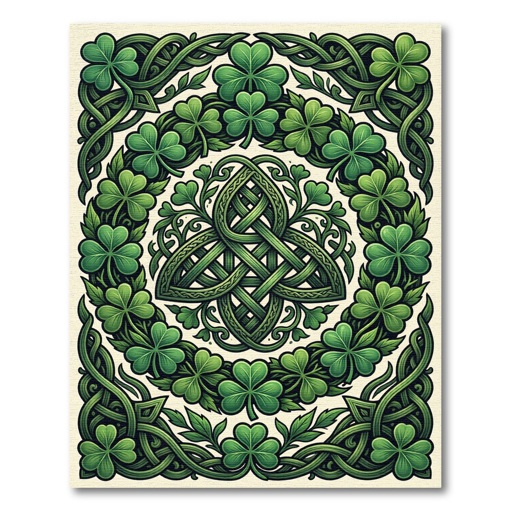 Celtic Knot Shamrock Verdant Border Rug