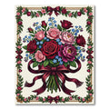 Romantic Burgundy Rose Bouquet Border Rug