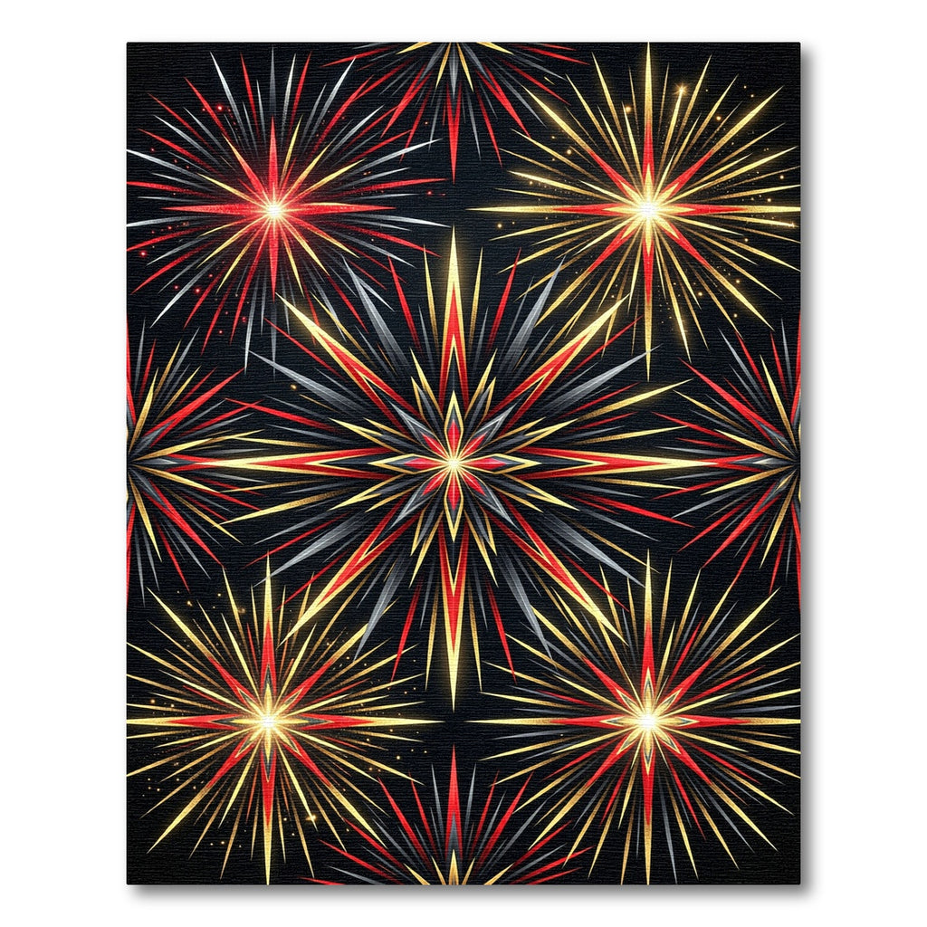Radiant Red Black Gold Starburst Rug
