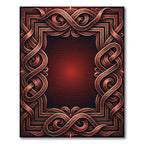 Rich Red Gold Interlocking Knot Frame Rug