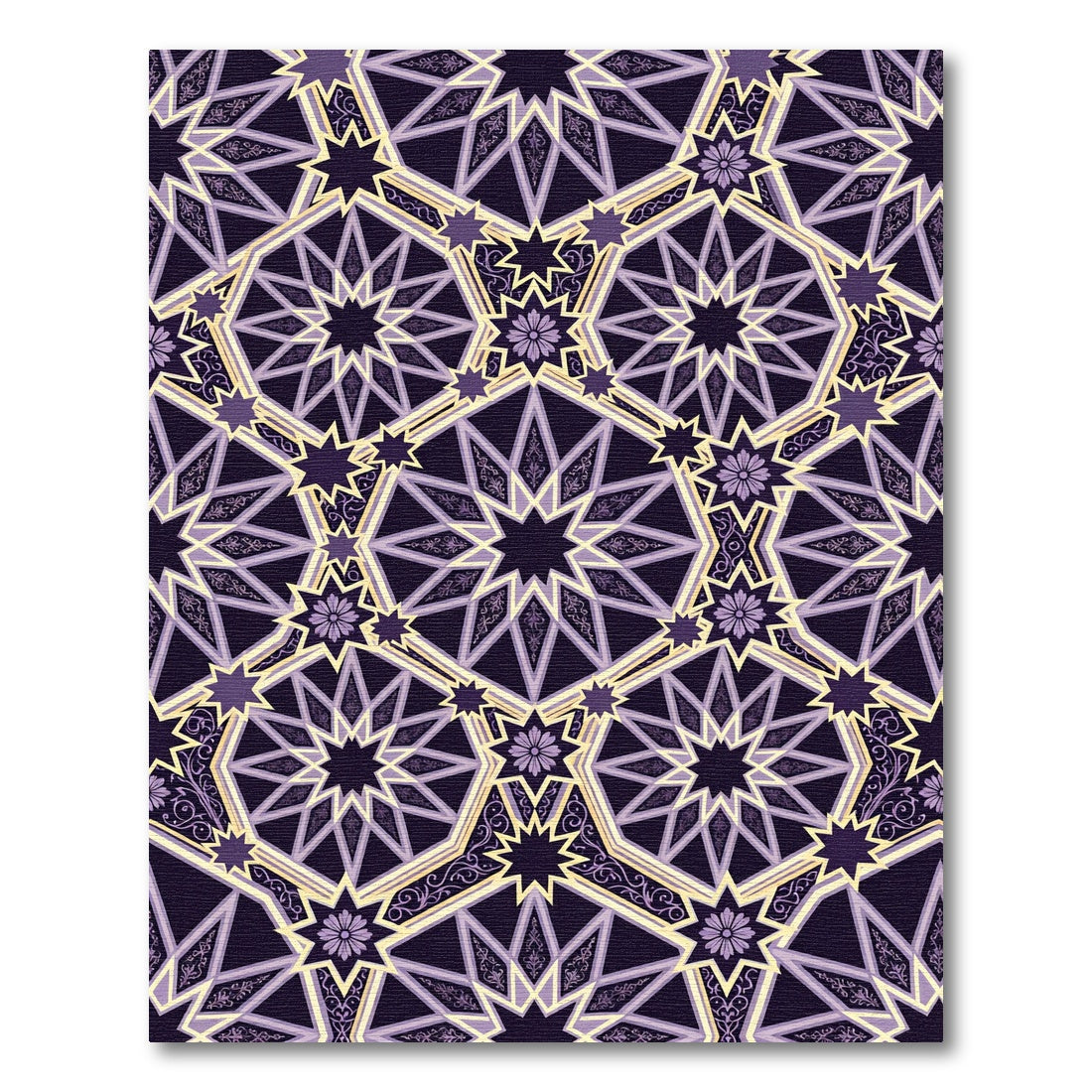 Deep Purple Geometric Star Medallion Rug