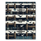 Nautical Navy Harbor Dock Stripe Rug