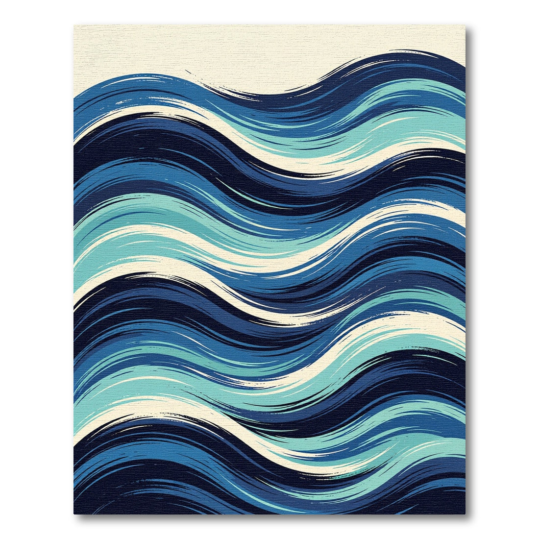Modern Navy Blue Abstract Swirling Ocean Rug