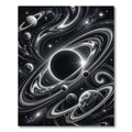 Cosmic Black White Swirling Planets Rug