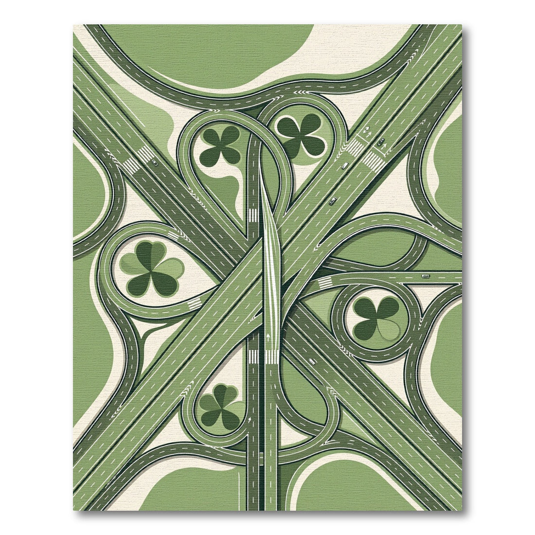 Sage Cloverleaf Highway Interchange Illustration Rug