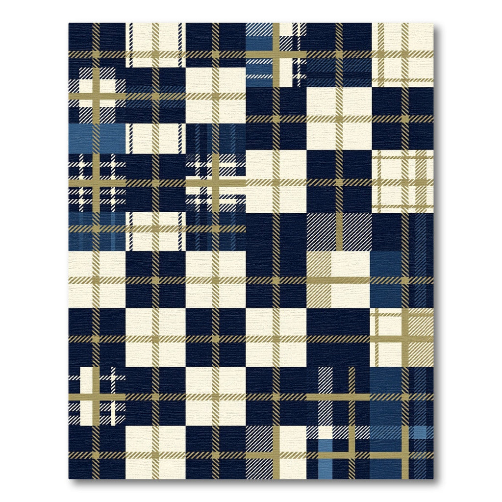 Navy and Cream Plaid Grid Rug