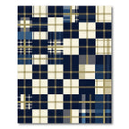 Navy and Cream Plaid Grid Rug