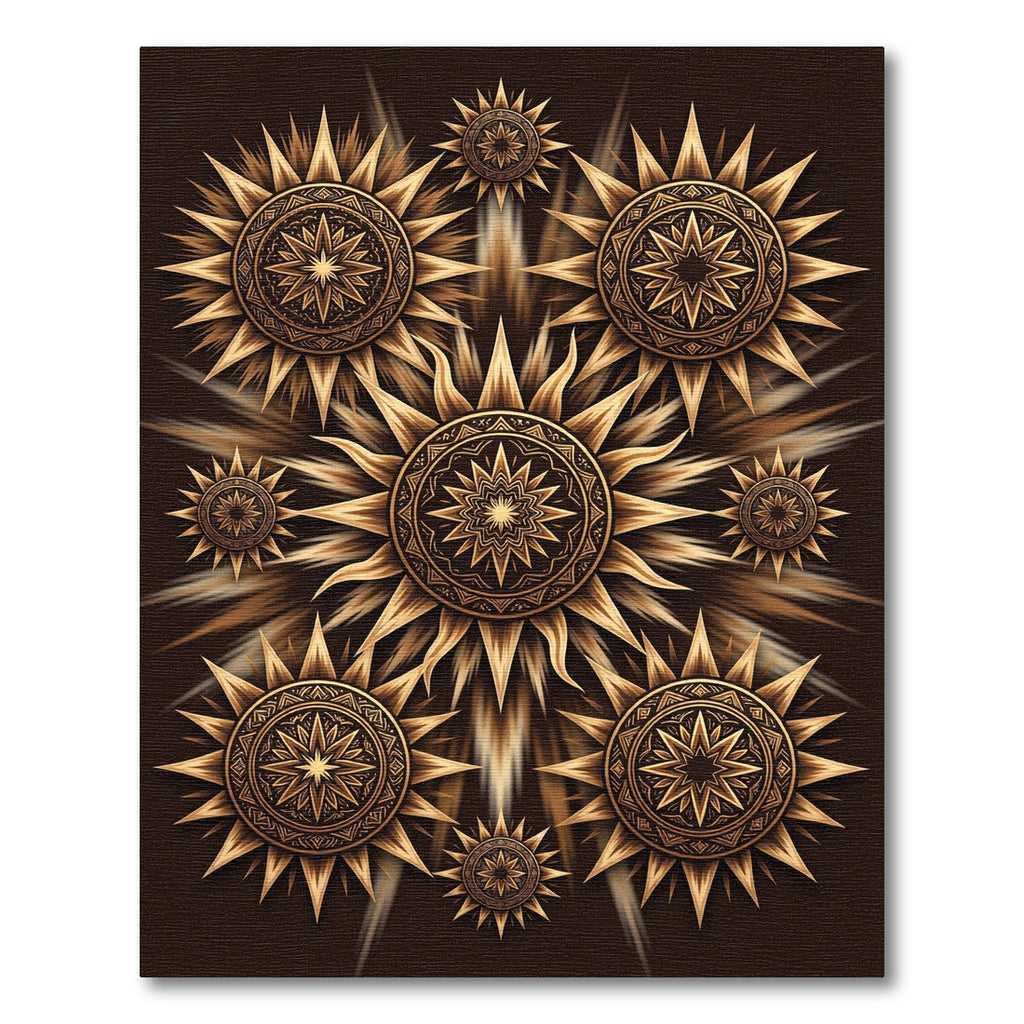 Gilded Celestial Sun Mandala Bronze Rug