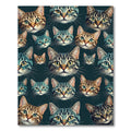 Whimsical Cat Faces Repeating Pattern Rug
