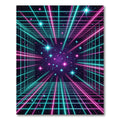 Neon Retro Grid Galactic Starfield Rug