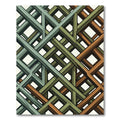 Geometric Copper and Sage Interlaced Lattice Rug
