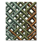 Geometric Copper and Sage Interlaced Lattice Rug