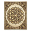 Ornate Golden Floral Medallion Rug