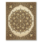 Ornate Golden Floral Medallion Rug