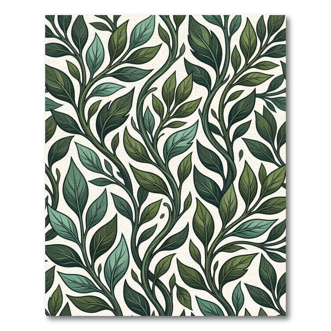 Lush Green Leafy Vine Overlay Rug