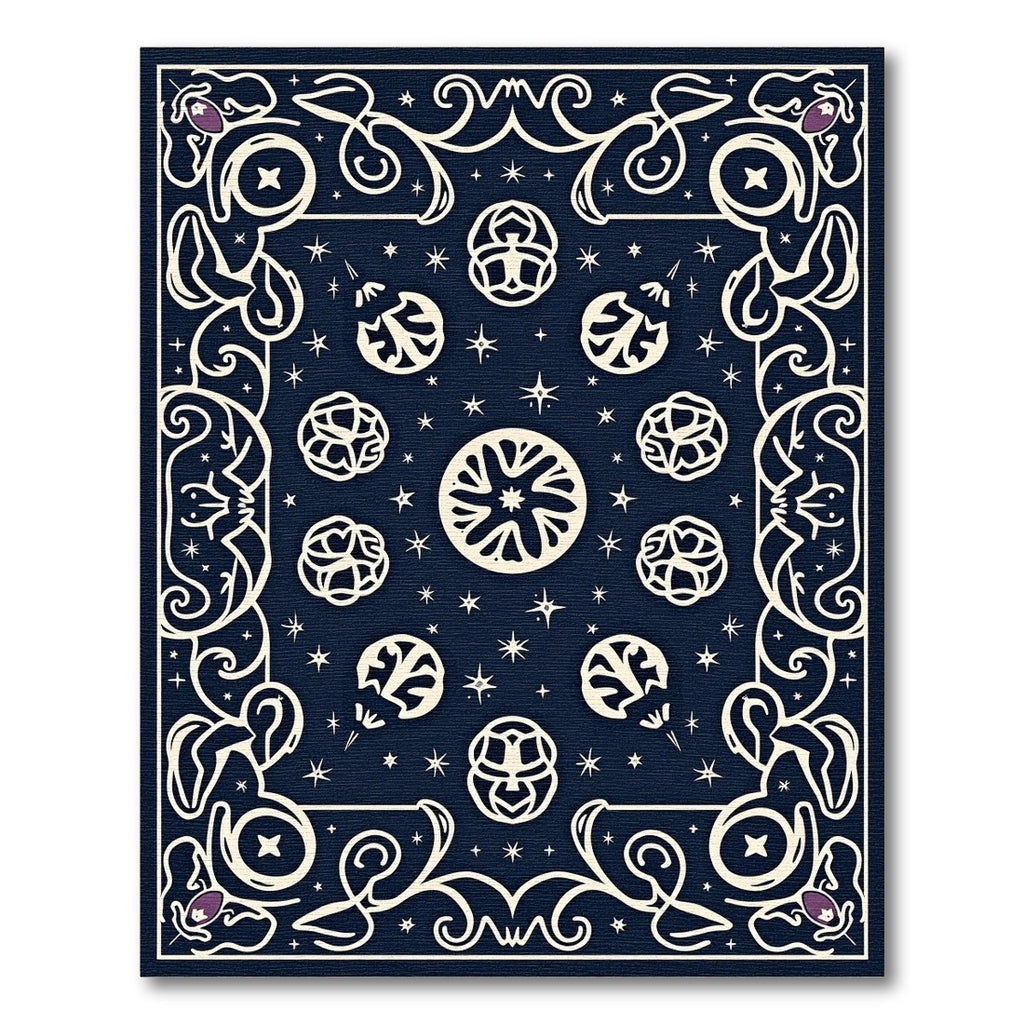 Deep Navy Celestial Orb Folklore Rug