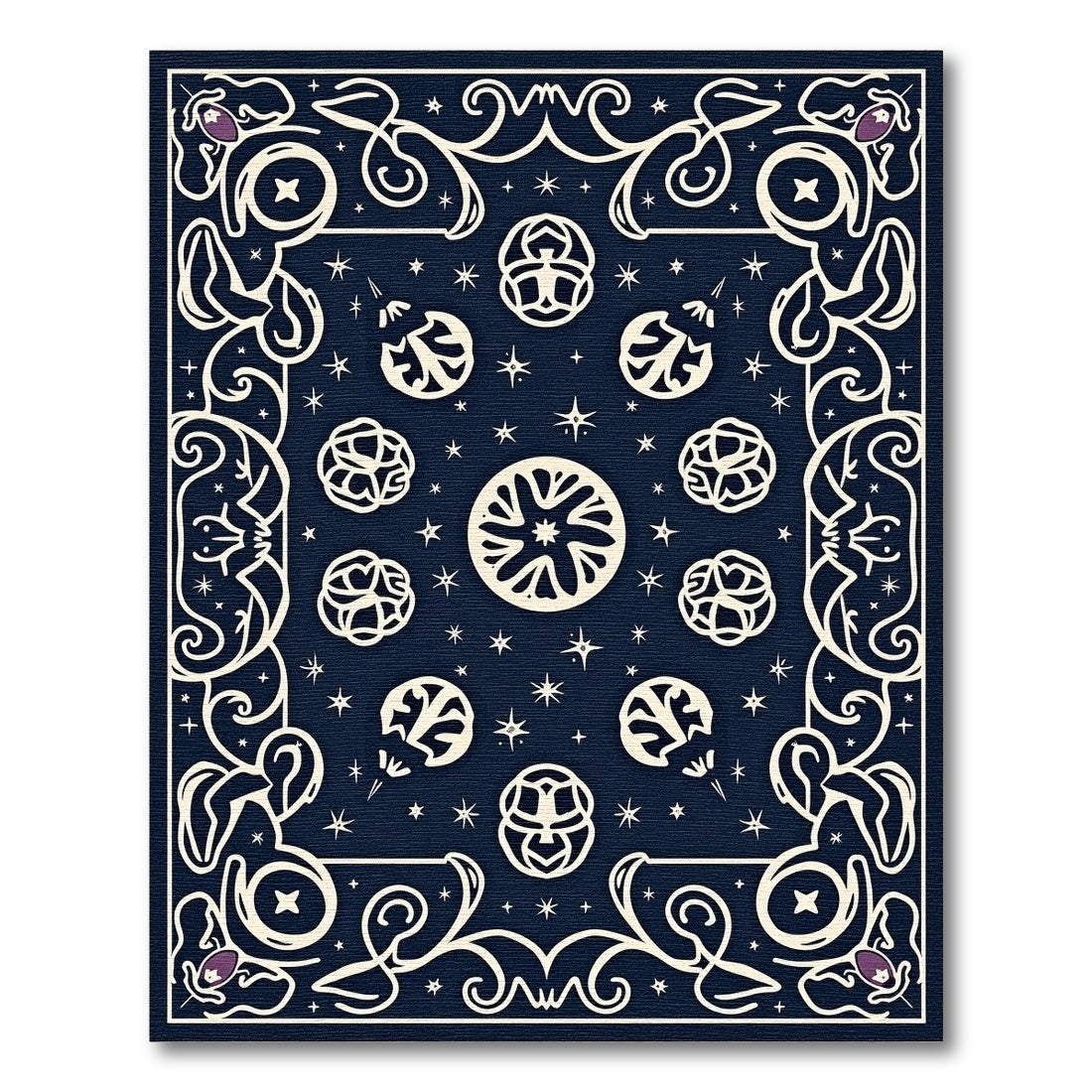 Deep Navy Celestial Orb Folklore Rug