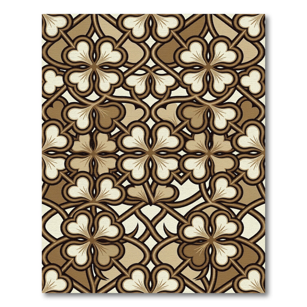 Brown Clover Lattice Art Nouveau Rug