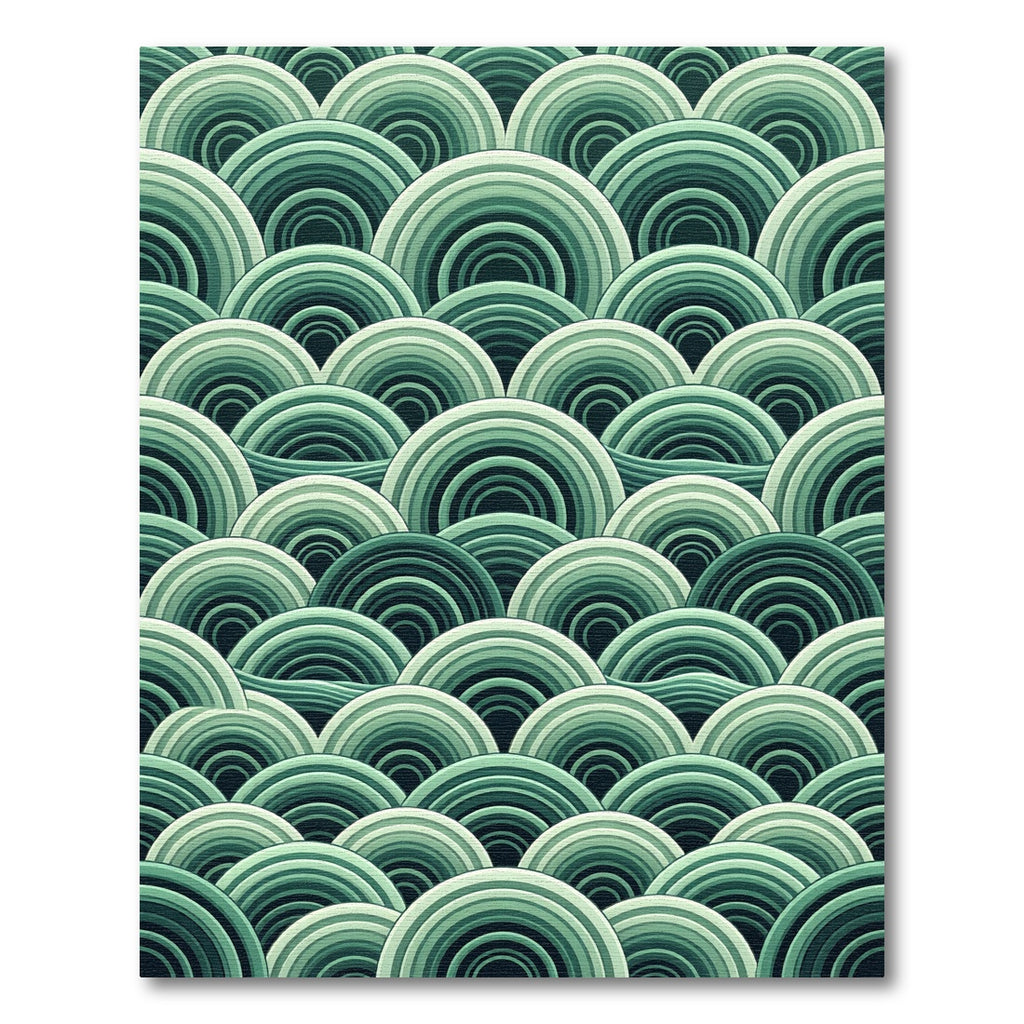 Emerald Green Arc Waves Rug