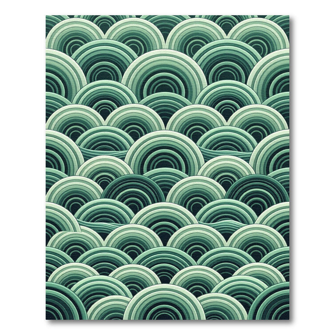 Emerald Green Arc Waves Rug
