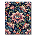Vibrant Pink Floral Flourish Dark Backdrop Rug