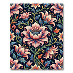 Vibrant Pink Floral Flourish Dark Backdrop Rug