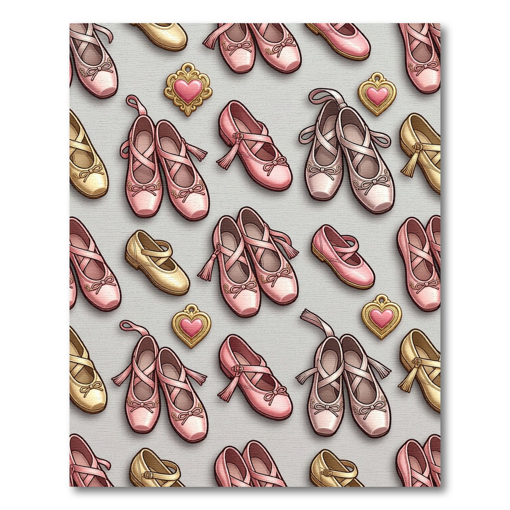 Pink Gold Ballet Slippers Hearts Rug