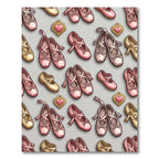 Pink Gold Ballet Slippers Hearts Rug