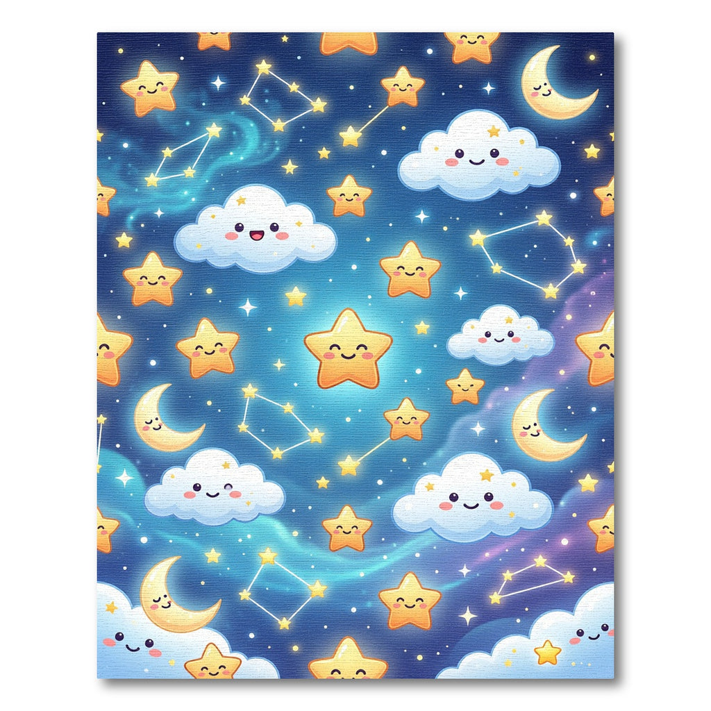 Cute Kawaii Celestial Moon Star Sky Rug
