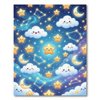 Cute Kawaii Celestial Moon Star Sky Rug
