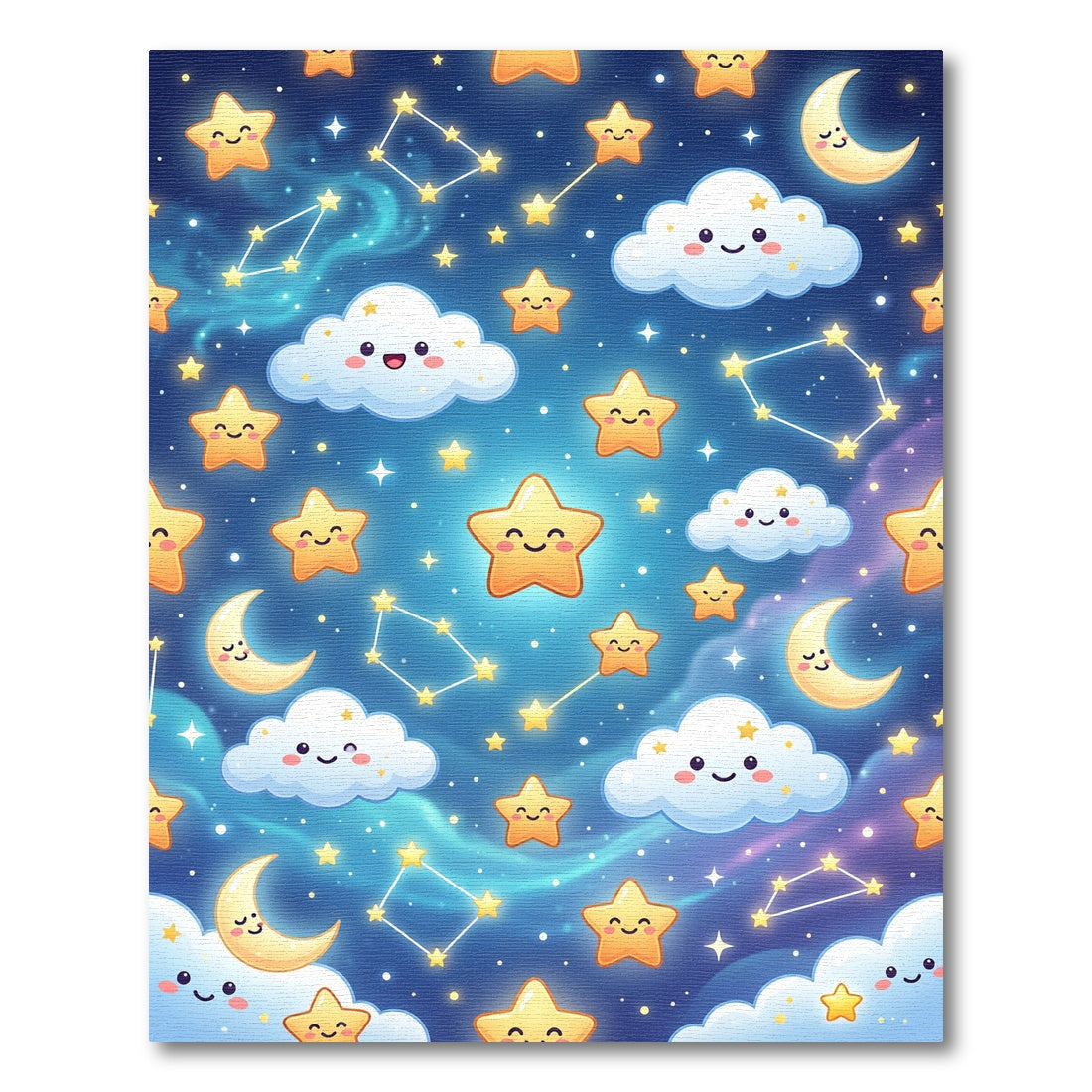 Cute Kawaii Celestial Moon Star Sky Rug