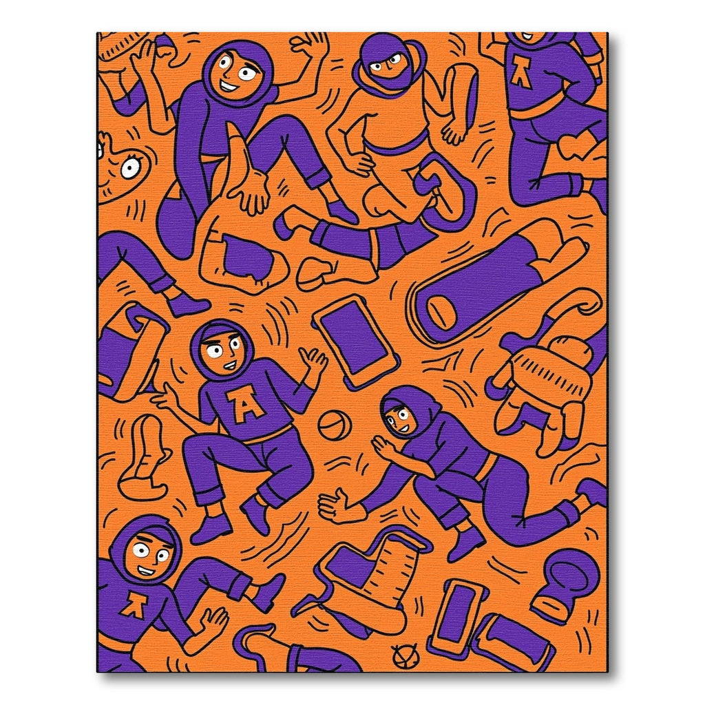 Vibrant Orange Purple Dancers Collage Rug
