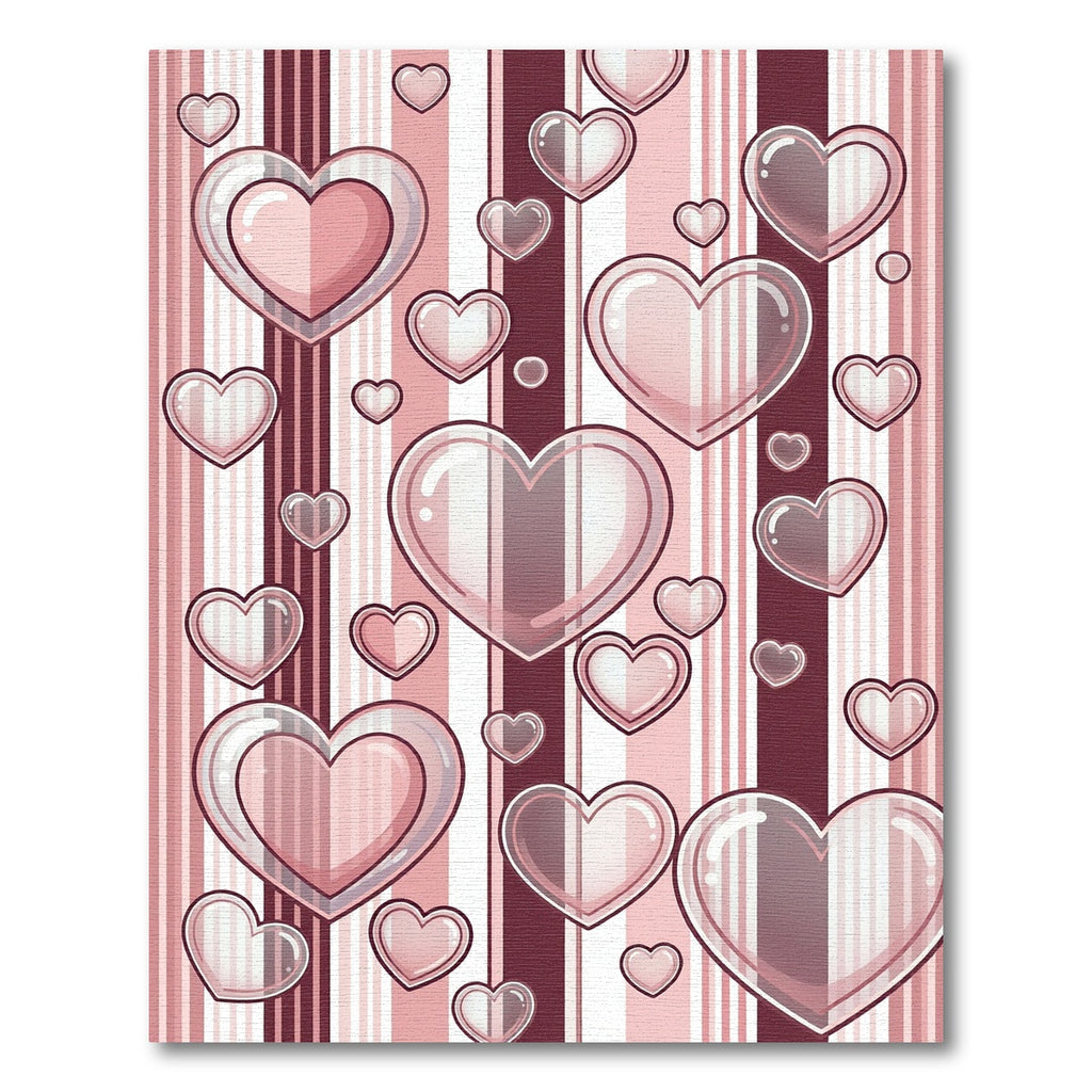 Pink Hearts with Vertical Stripes Rug