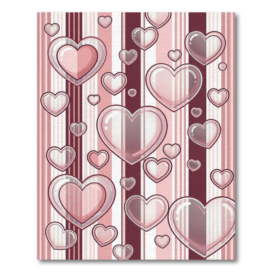 Pink Hearts with Vertical Stripes Rug