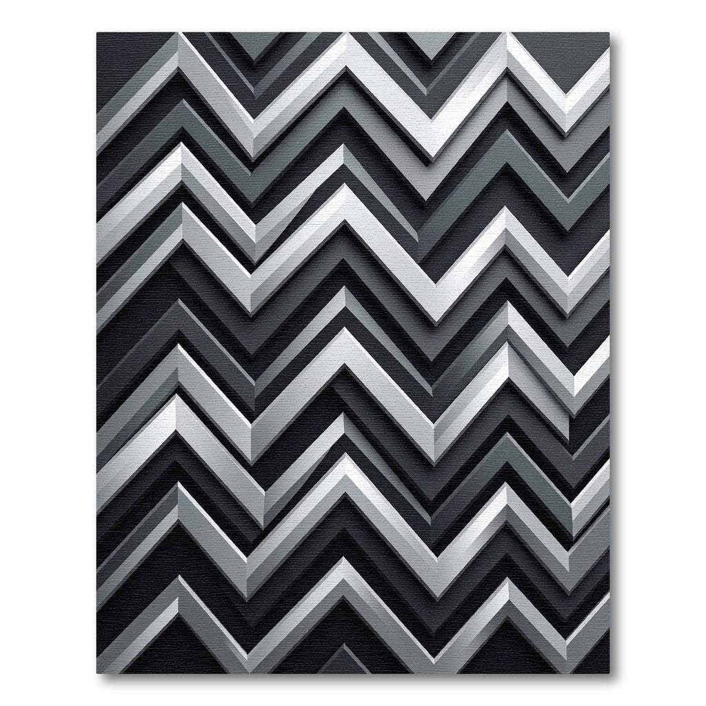 Modern Silver Chevron Zigzag Art Rug