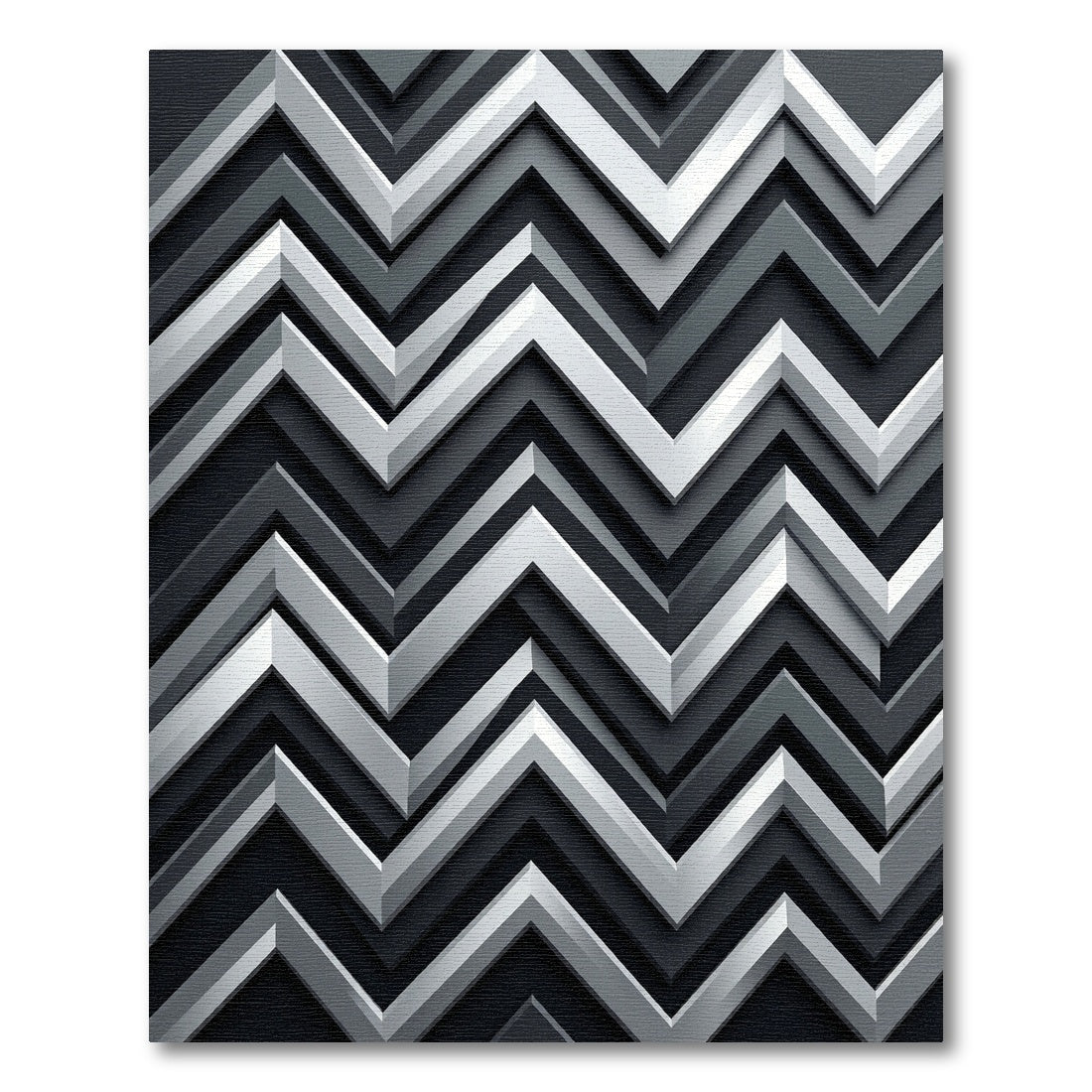 Modern Silver Chevron Zigzag Art Rug