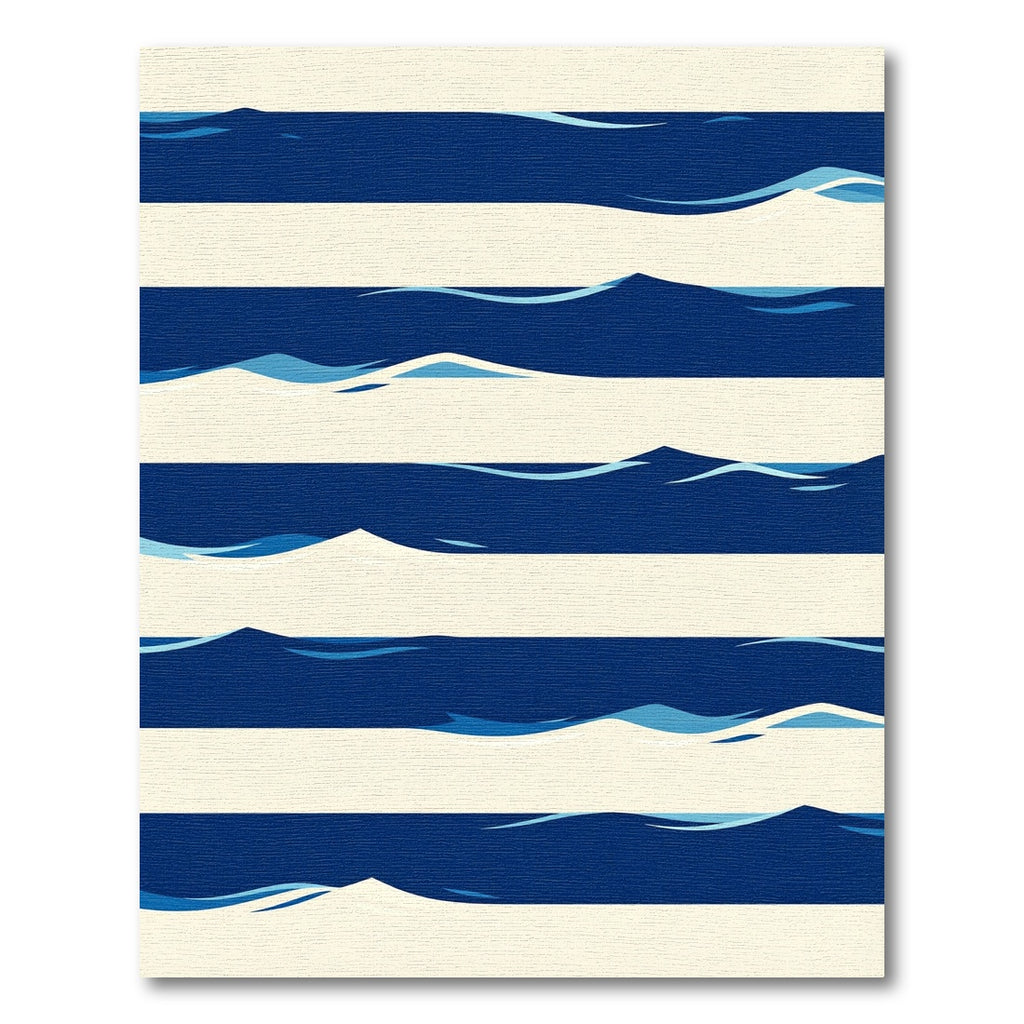 Coastal Blue Wave Stripe Rug