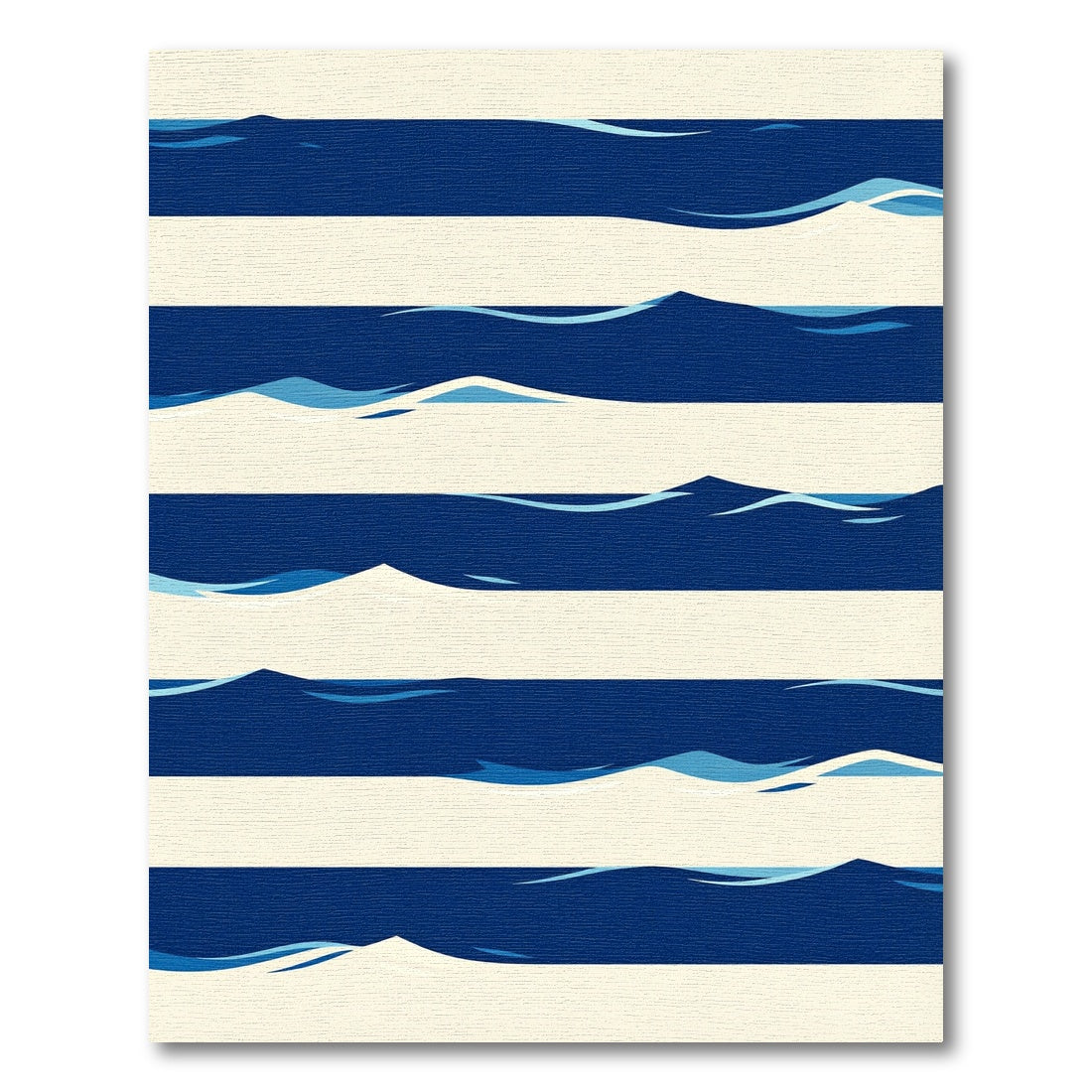 Coastal Blue Wave Stripe Rug