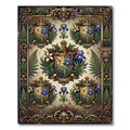 Ornate Heraldic Lily Blue Gold Crest Rug