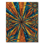 Vibrant Sunburst Mosaic Geometric Teal Orange Rug