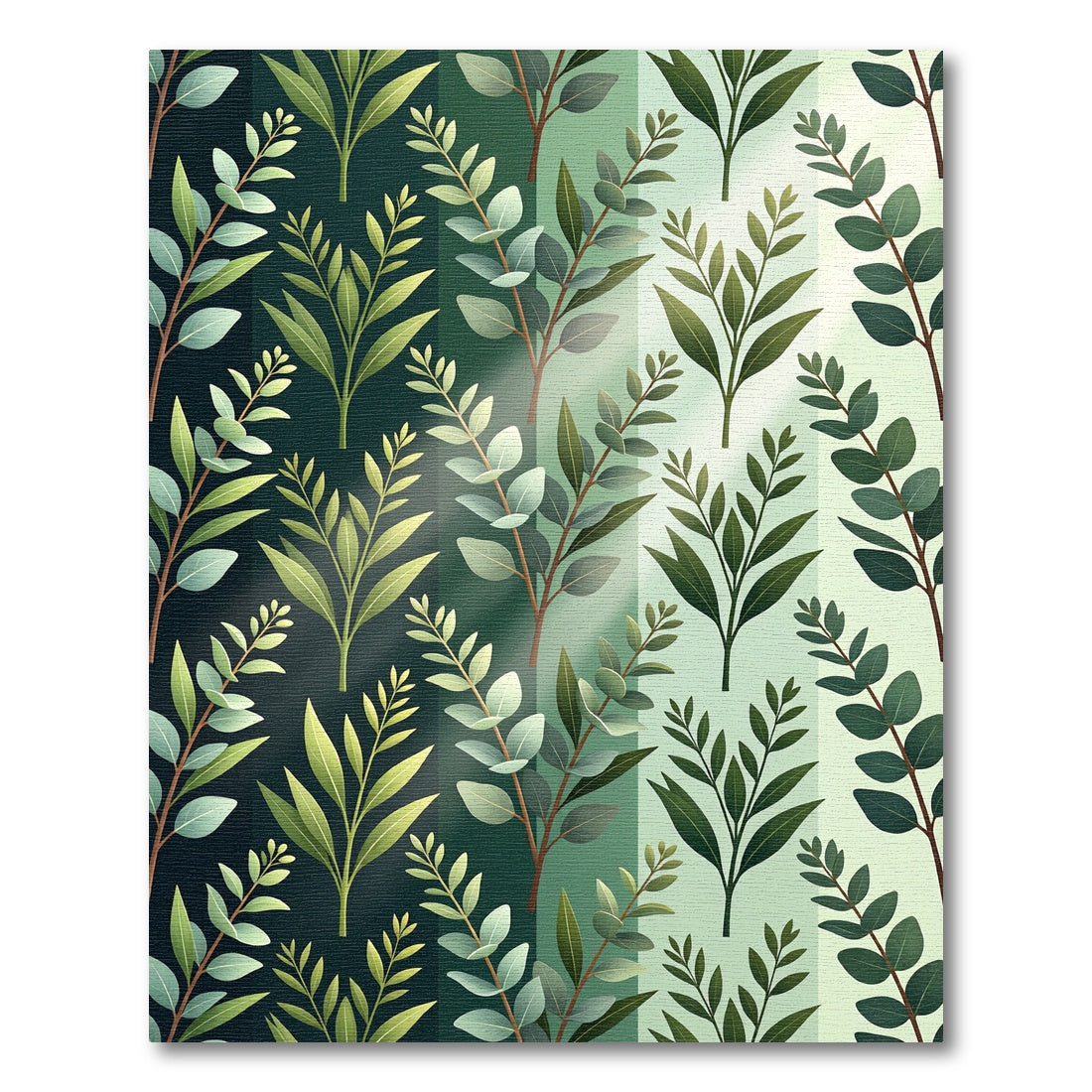 Verdant Foliage Vertical Botanical Stripes Rug