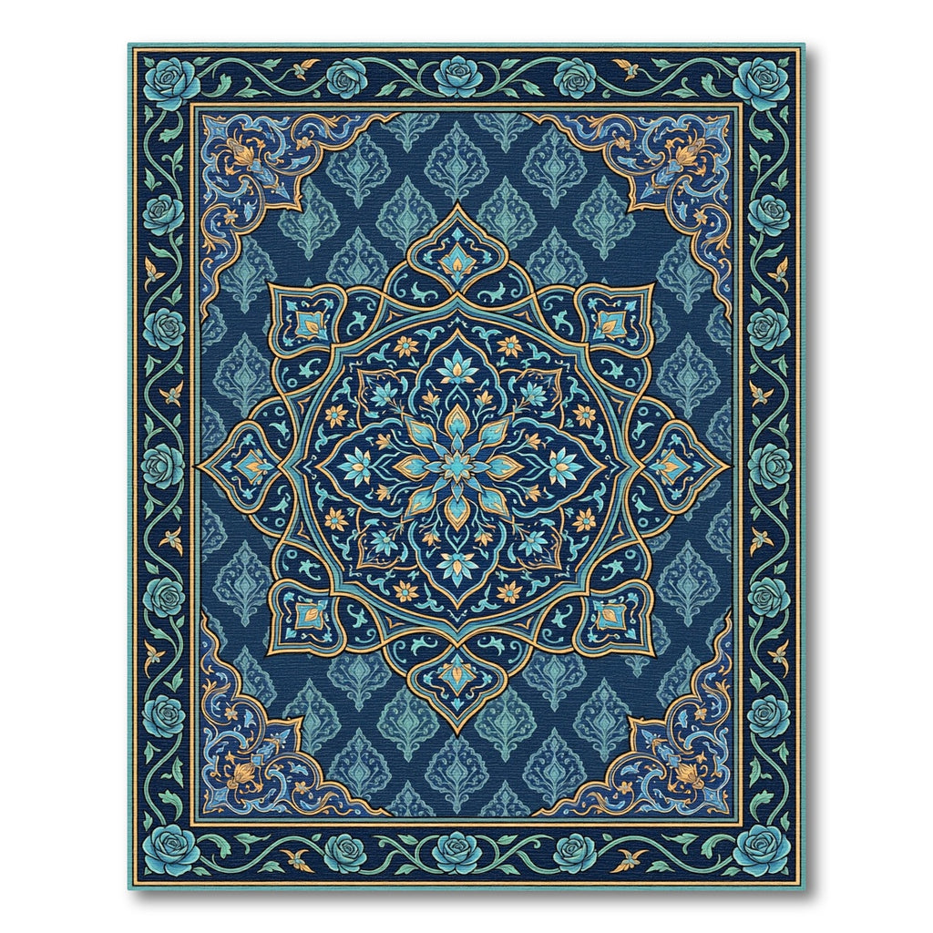 Deep Blue Floral Medallion Artistry Rug