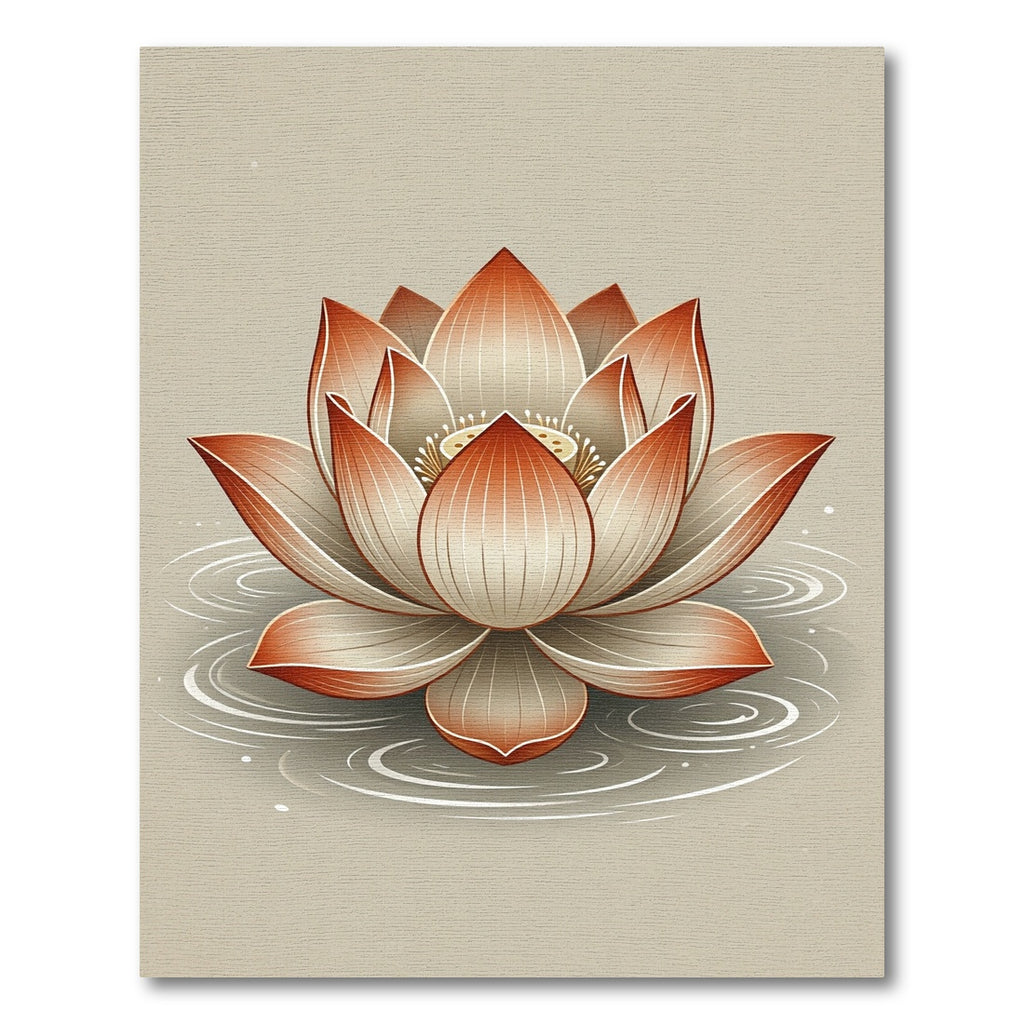 Elegant Copper Lotus Zen Bloom Rug