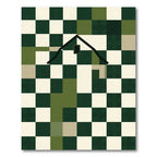 Geometric Forest Green Checkered House Rug