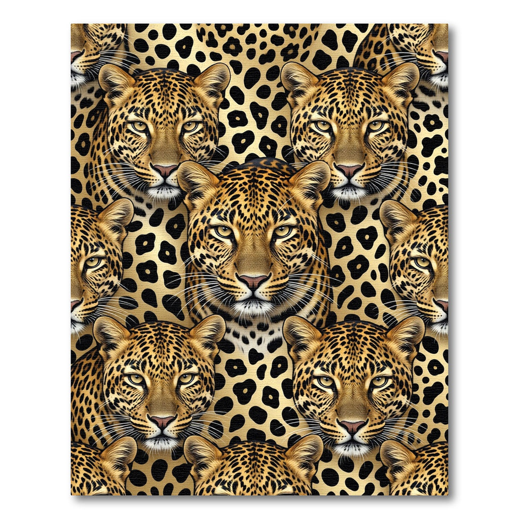 Majestic Golden Leopard Face Repeating Spots Rug