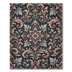 Elegant Dusty Rose Grey Damask Rug